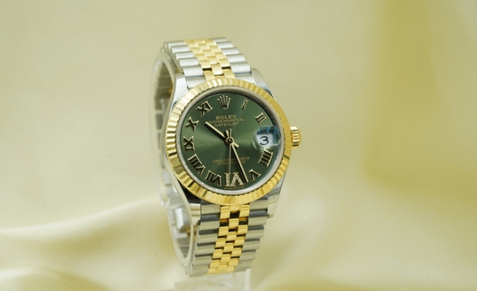 Rolex datejust green dial bicolor
