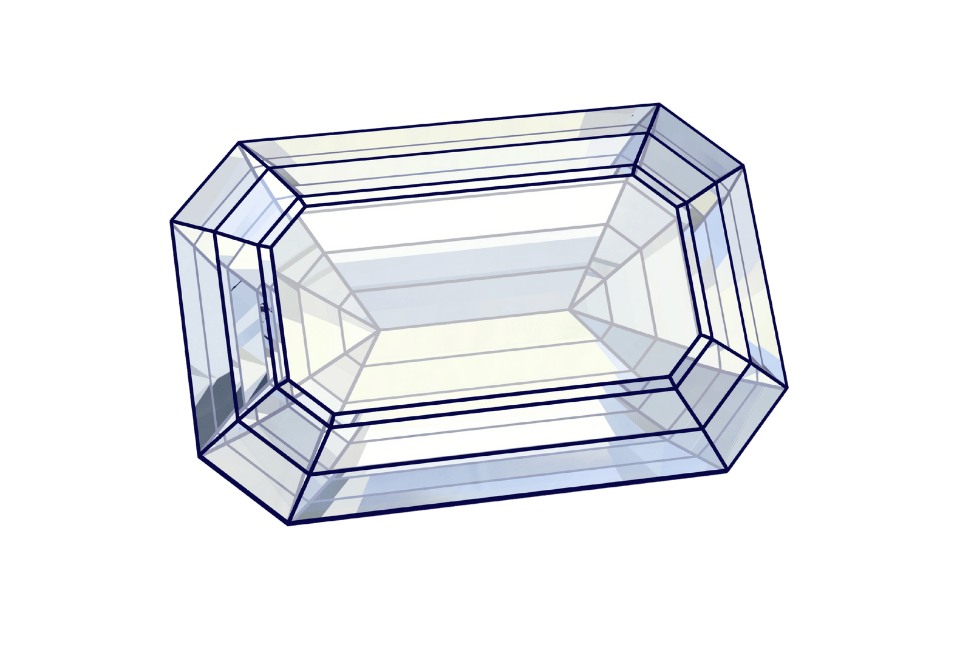 Grafische Darstellung eines Smaragdschliff-Diamanten