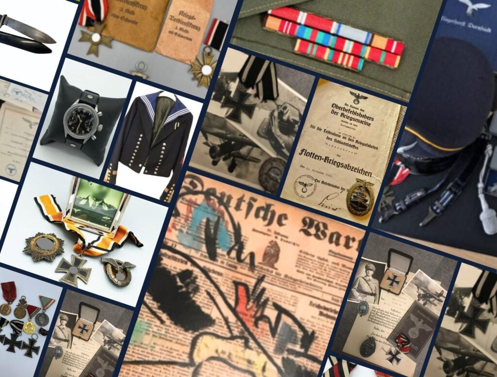 Achtergrond met verzameling van Duitse militaria objecten