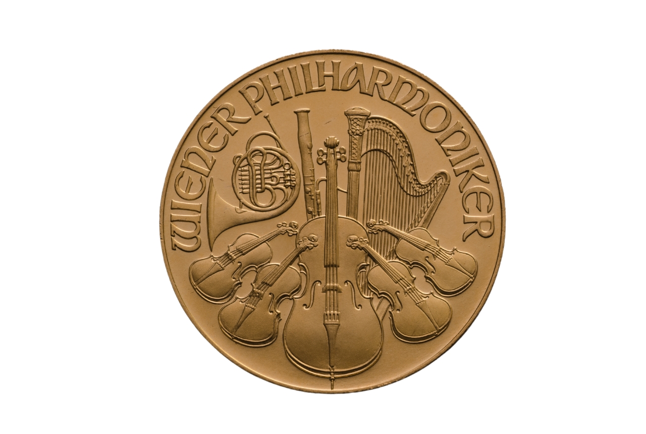 Een gouden munt van 2000 schilling genaamd de Wiener Philharmoniker Munt