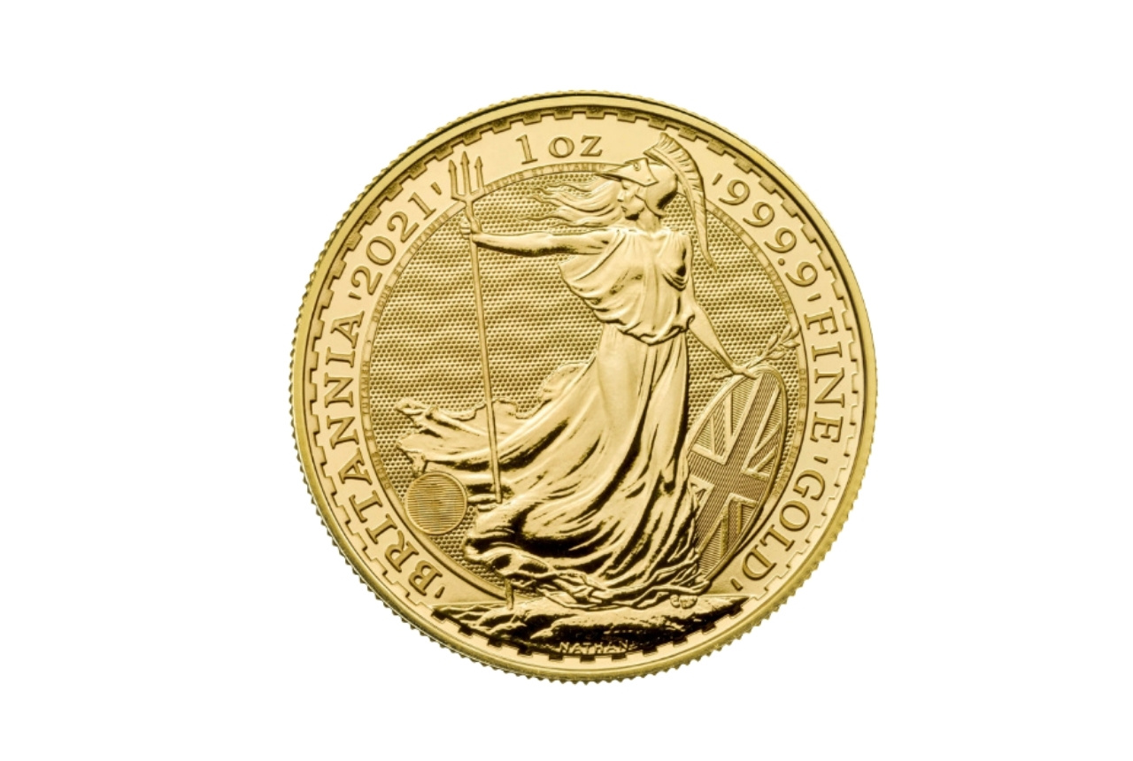 Voorzijde gouden munt Britannia uit 2021