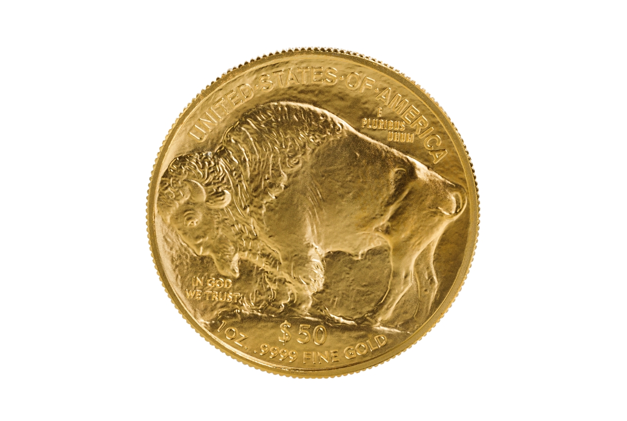 achterzijde van een Amerikaanse gouden buffalo munt uit 2011