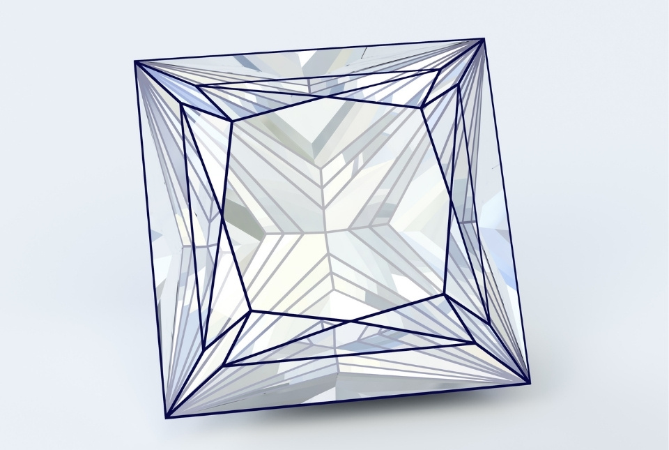Grafische Prinzessschliff-Diamanten.