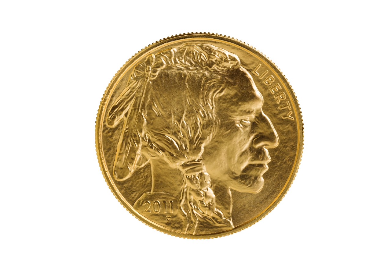 Voorzijde van een gouden buffalo munt uit 2011