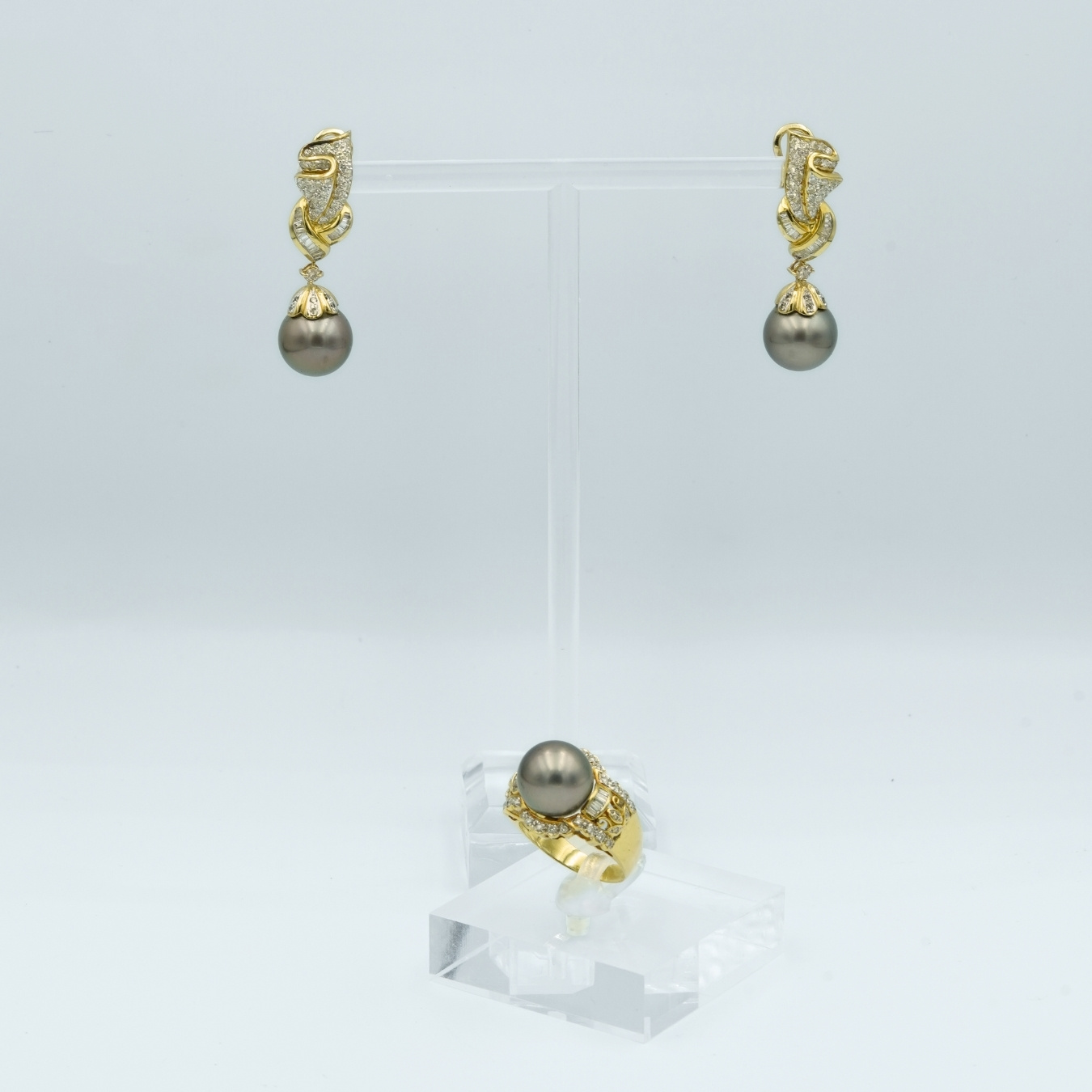 Sieraden Set met goud, diamanten en tahiti parels