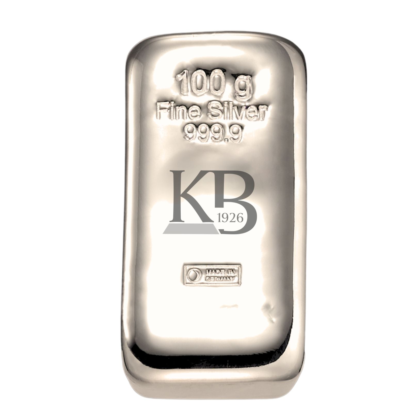 Een zilveren bar van 100 gram