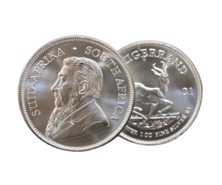 Een zilveren krugerrand munt