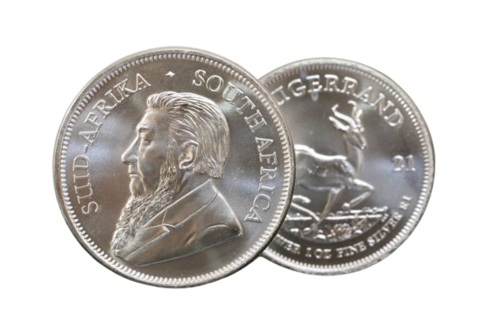 Een zilveren Krugerrand met Paul Kruger